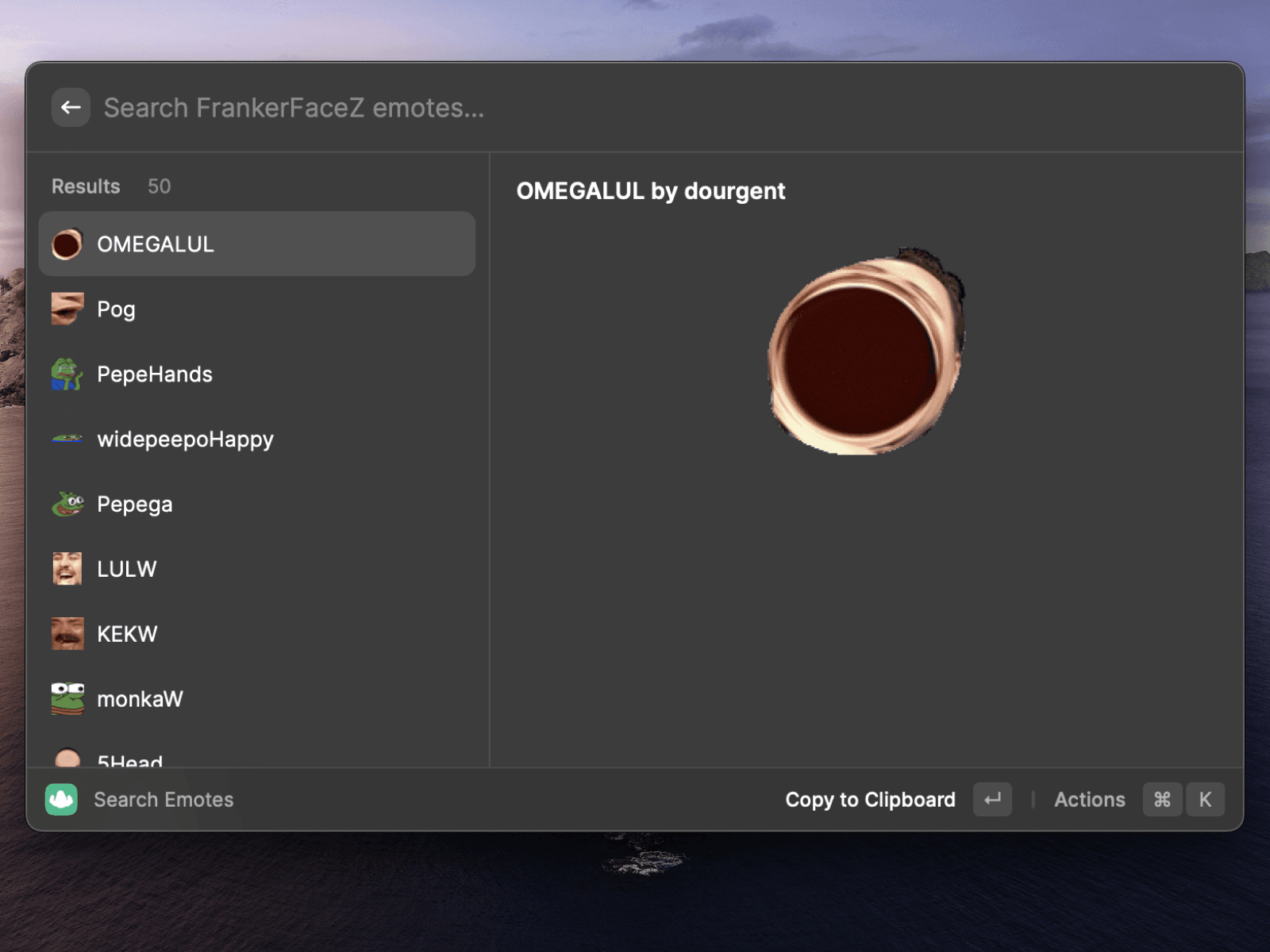 FrankerFaceZ for Raycast application interface