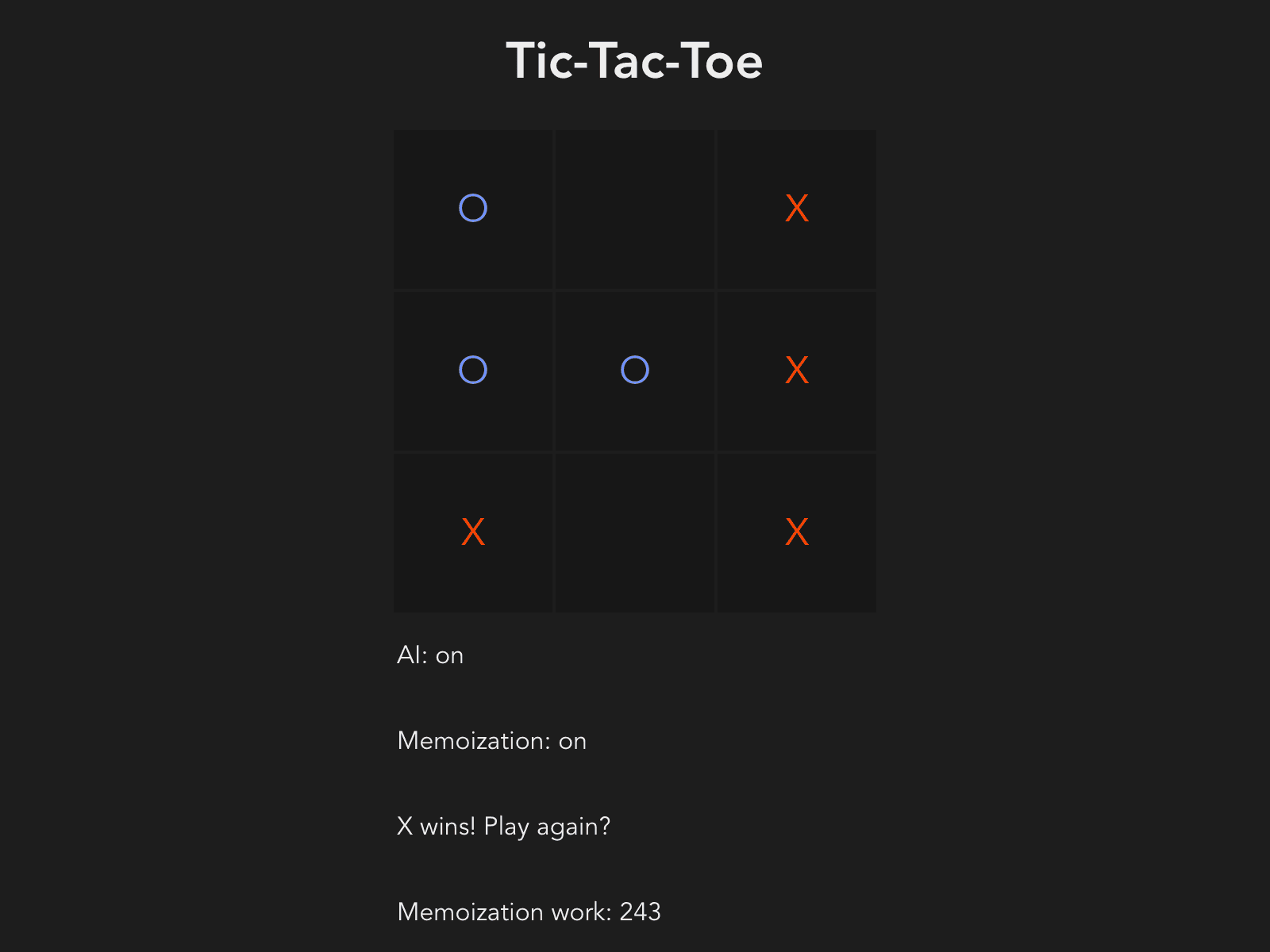 Tic-Tac-Toe application interface